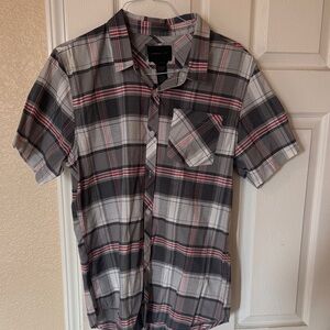 O'Neill Gray and Red Plaid Casual Shirt